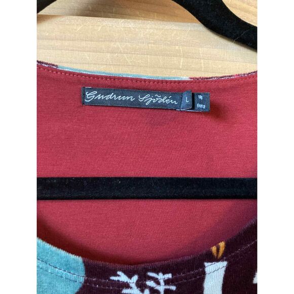 Gudrun Sjoden | Burgundy Velvet 3/4 Sleeve Holiday Dress | Large - Picture 4 of 5